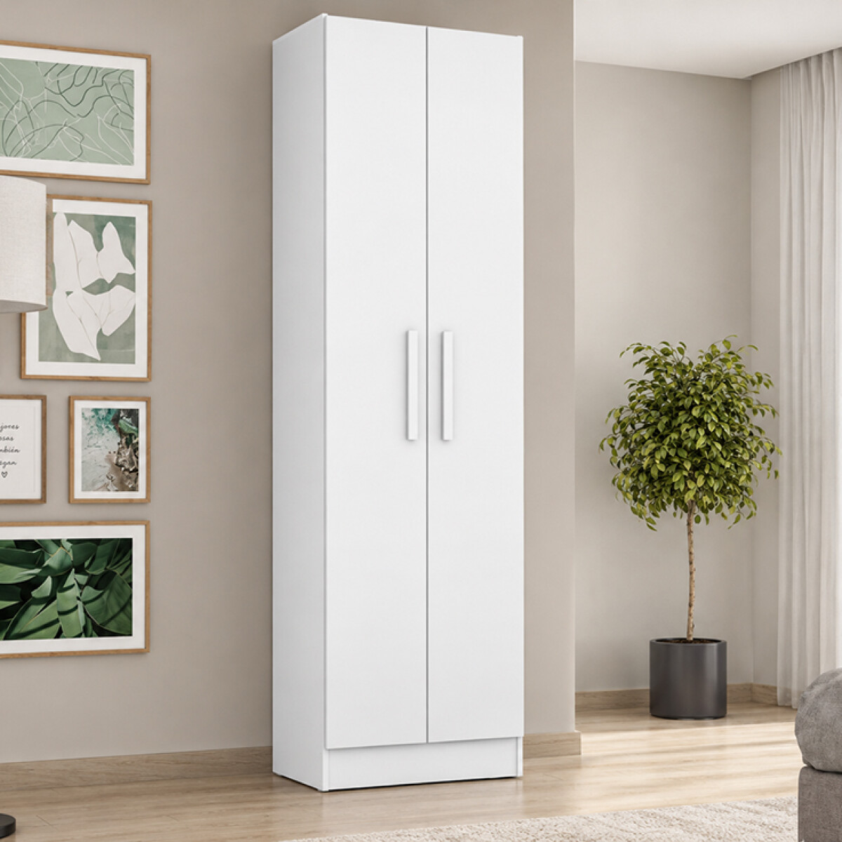 ROPERO 2 PUERTAS GUARDARROPA ARMARIO PLACARD CLOSET MULTIUSO - BLANCO 