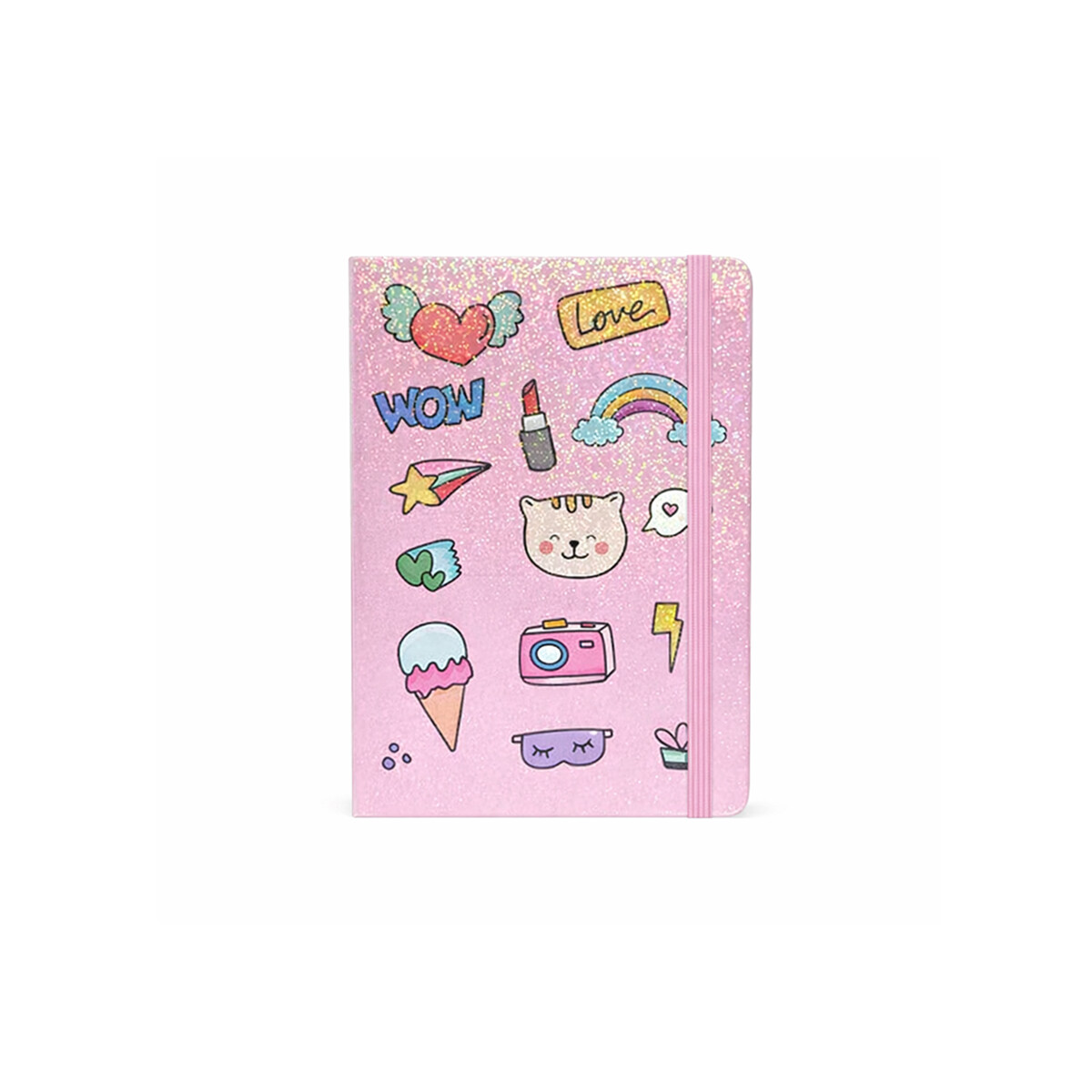 Cuaderno A5 con elastico gatito - Rosado 