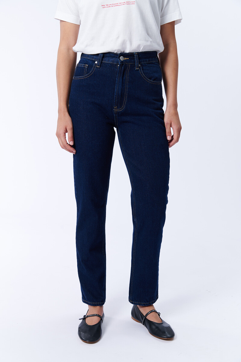 Pantalón Jean Recto Clásico Azul Oscuro
