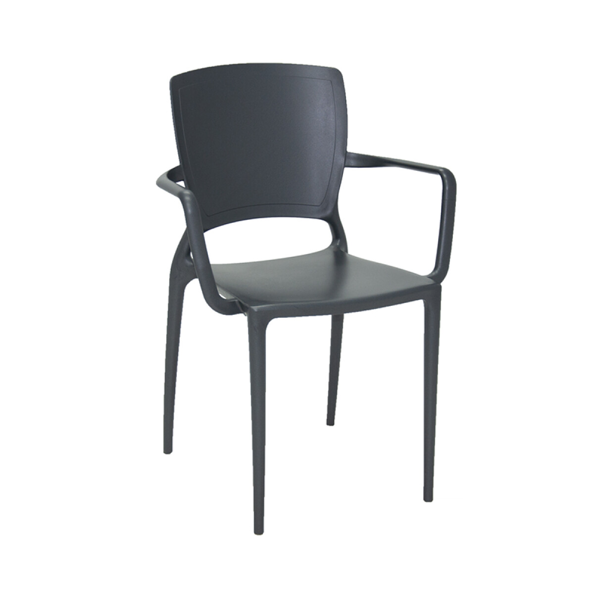 Silla grafito SOFIA respaldo cerrado c/ posabrazos -TRAMONTINA - TD0612 