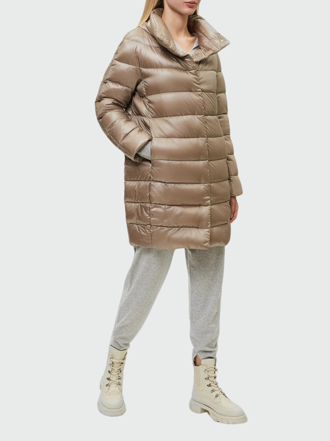 Herno-Campera de nylon rellena de plumas, Dora Caqui