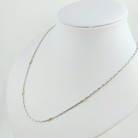 Cadena de plata 925 con detalles de double en oro 18 Ktes, 45 cm. Cadena de plata 925 con detalles de double en oro 18 Ktes, 45 cm.