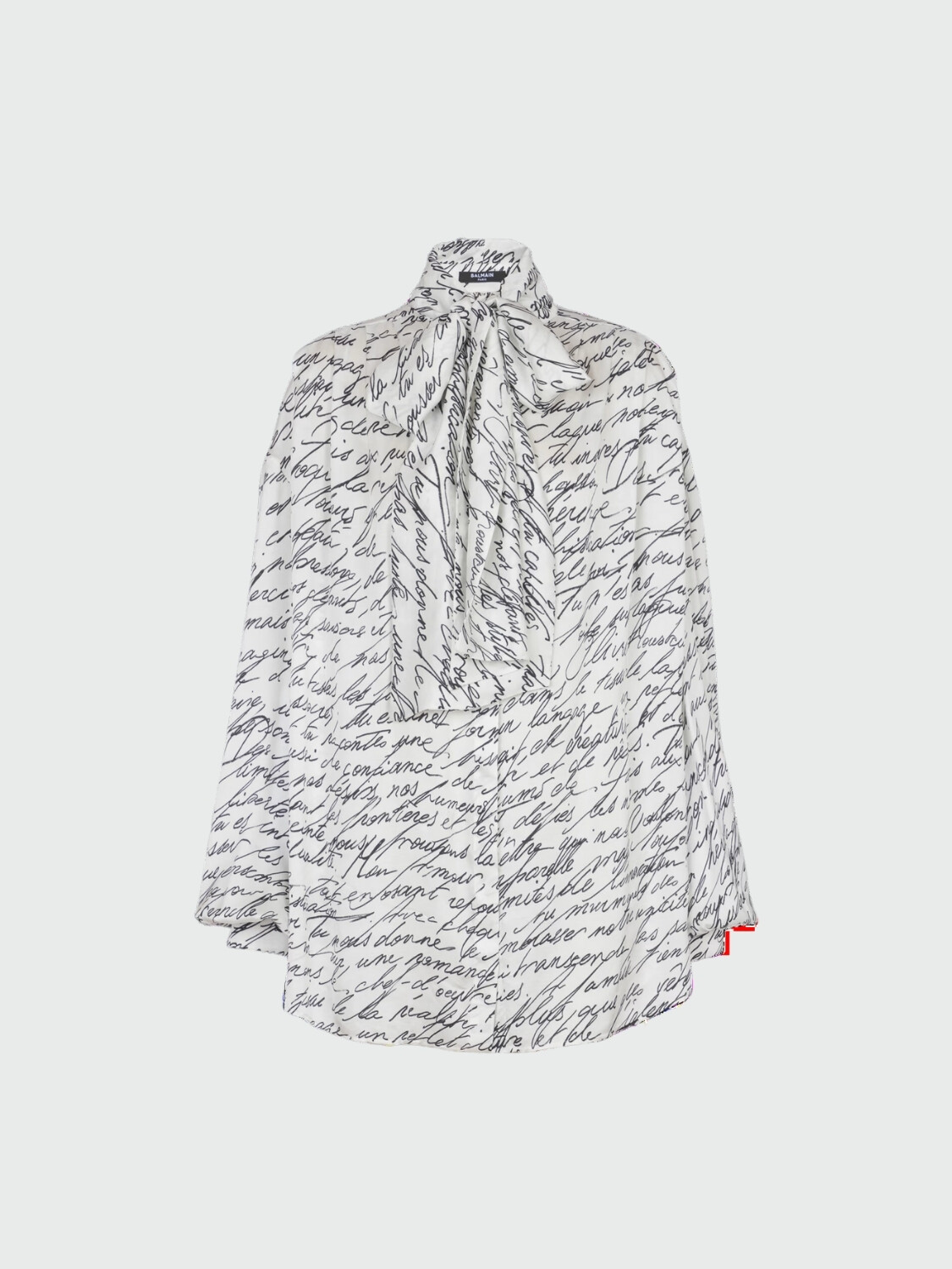 Balmain - Camisa con lazo en el cuello y estampado "Love Letter" Blanco