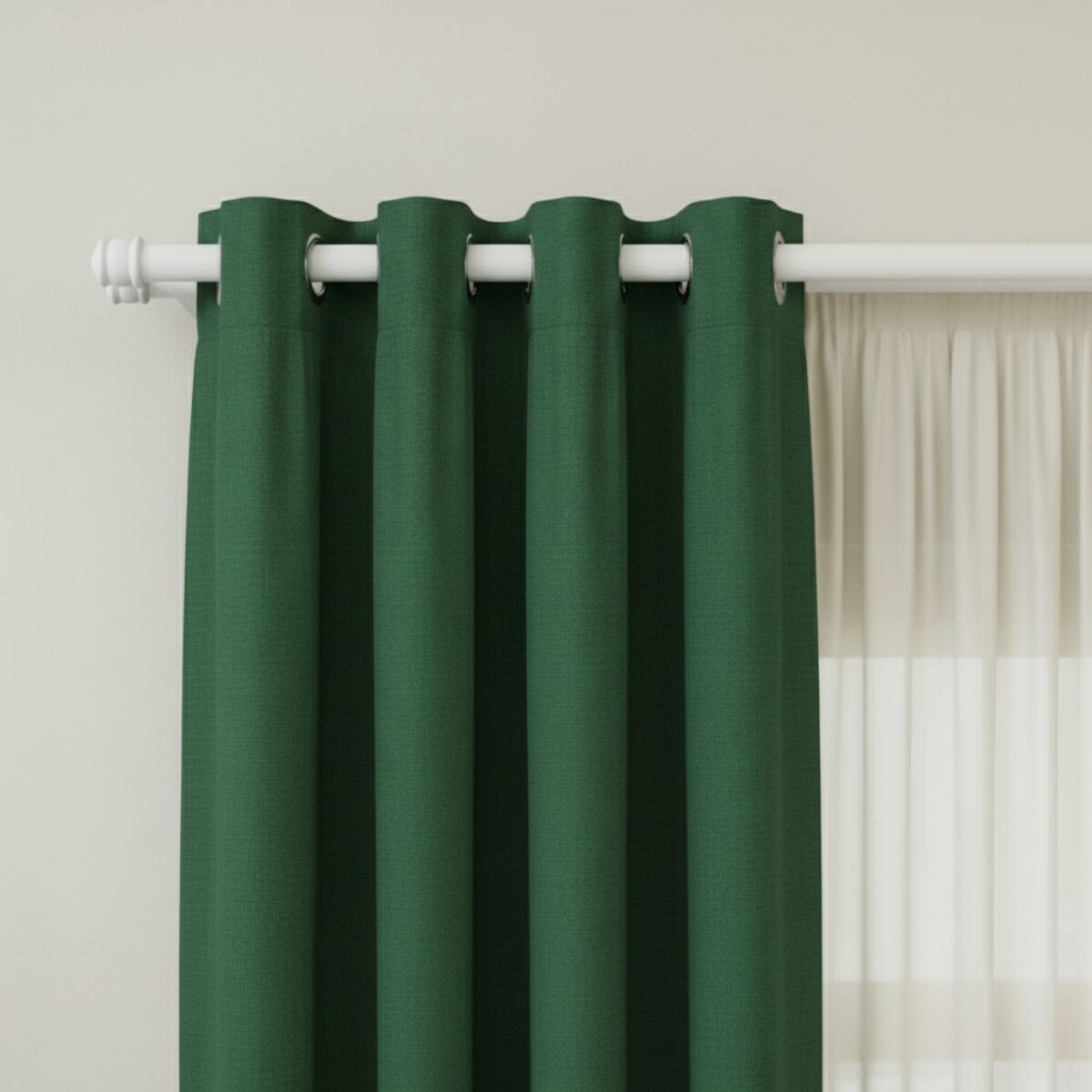 Barrote cortina doble de metal 1,5 m + 2 Soportes - BLANCO 