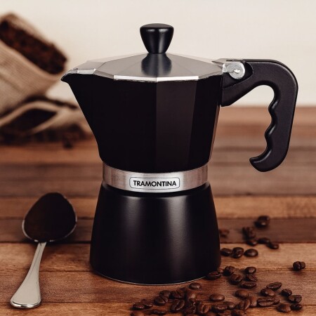CAFETERA EXPRESSO ITALIANA TRAMONTINA 6 TAZAS 0,32LTS NEGRA CAFETERA EXPRESSO ITALIANA TRAMONTINA 6 TAZAS 0,32LTS NEGRA