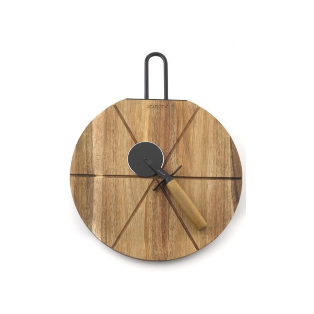 Set tabla de madera de Acacia + Cortador de pizza Set tabla de madera de Acacia + Cortador de pizza