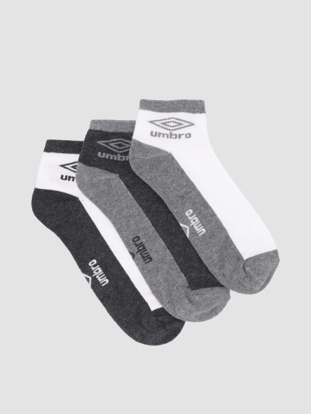 Media corta Deportiva Pack x3 Umbro Hombre Gris, Blanco, Negro