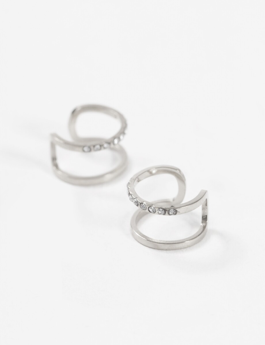 Earcuff strass acero - plateado 