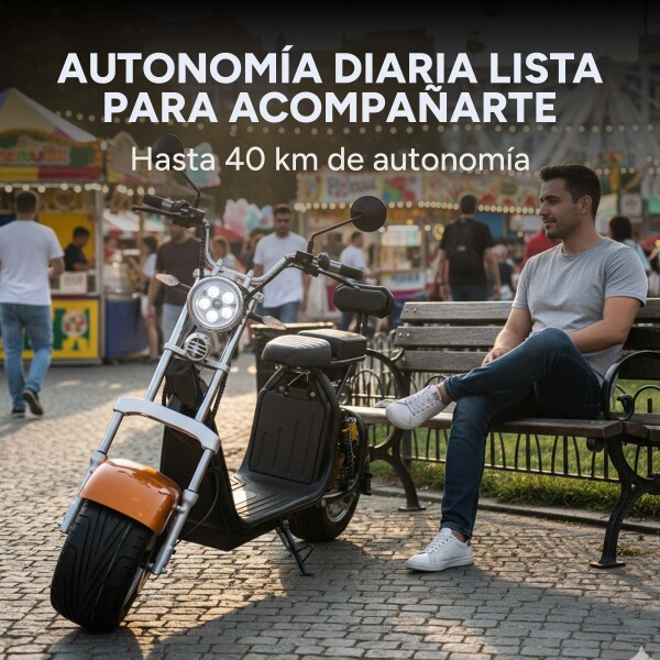 Moto Electrica Gogreen Deluxe 1500W 20Ah 40Km Autono. 45Km/h Color Variante Naranja