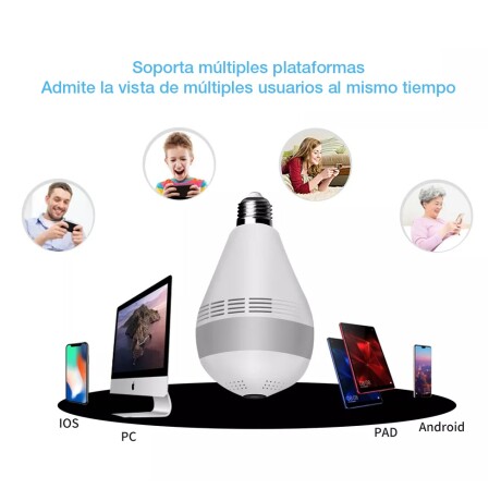 Cámara Lámpara Espía HD 360° Luz Wifi App Audio Video Graba Blanco