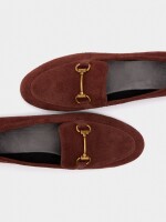 Mocasines De Piel Con Hebilla canela