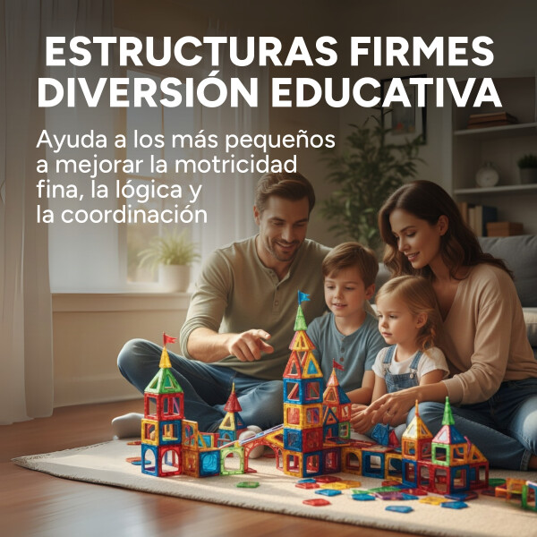Juego De Construcción Bloques Magnéticos Infantil 58 Piezas Diseño De Colores