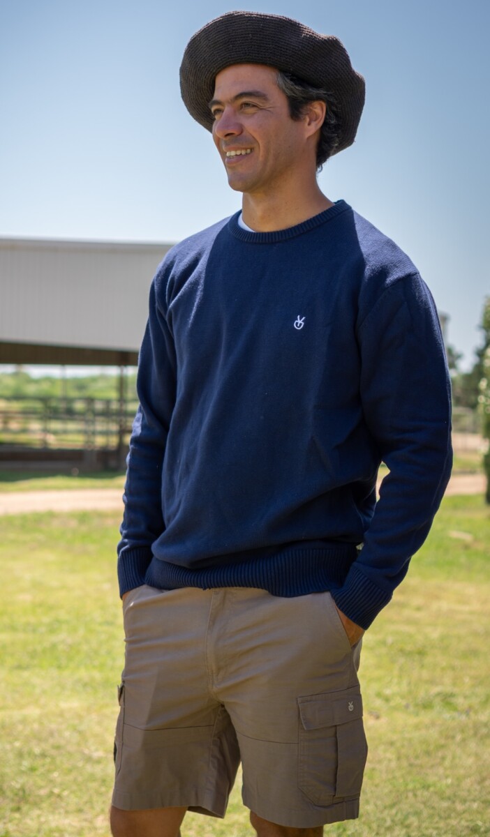 Buzo tejido cuello redondo azul marino 