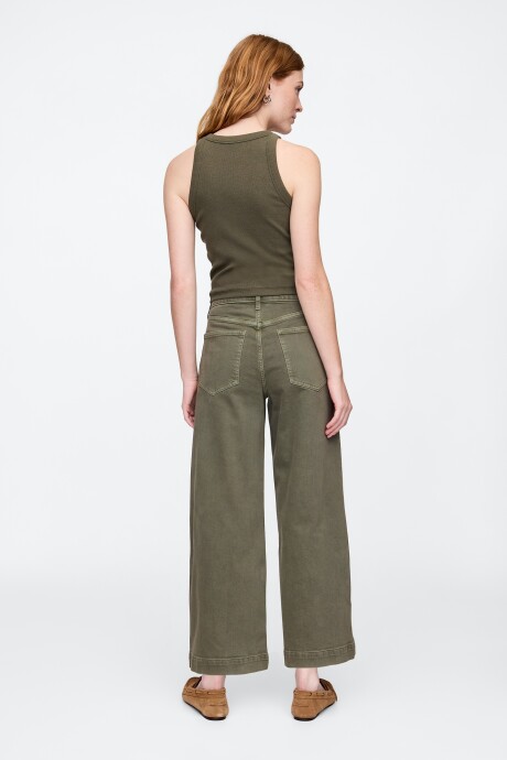 Jean Wide Leg Crop Mujer Mesculen Green