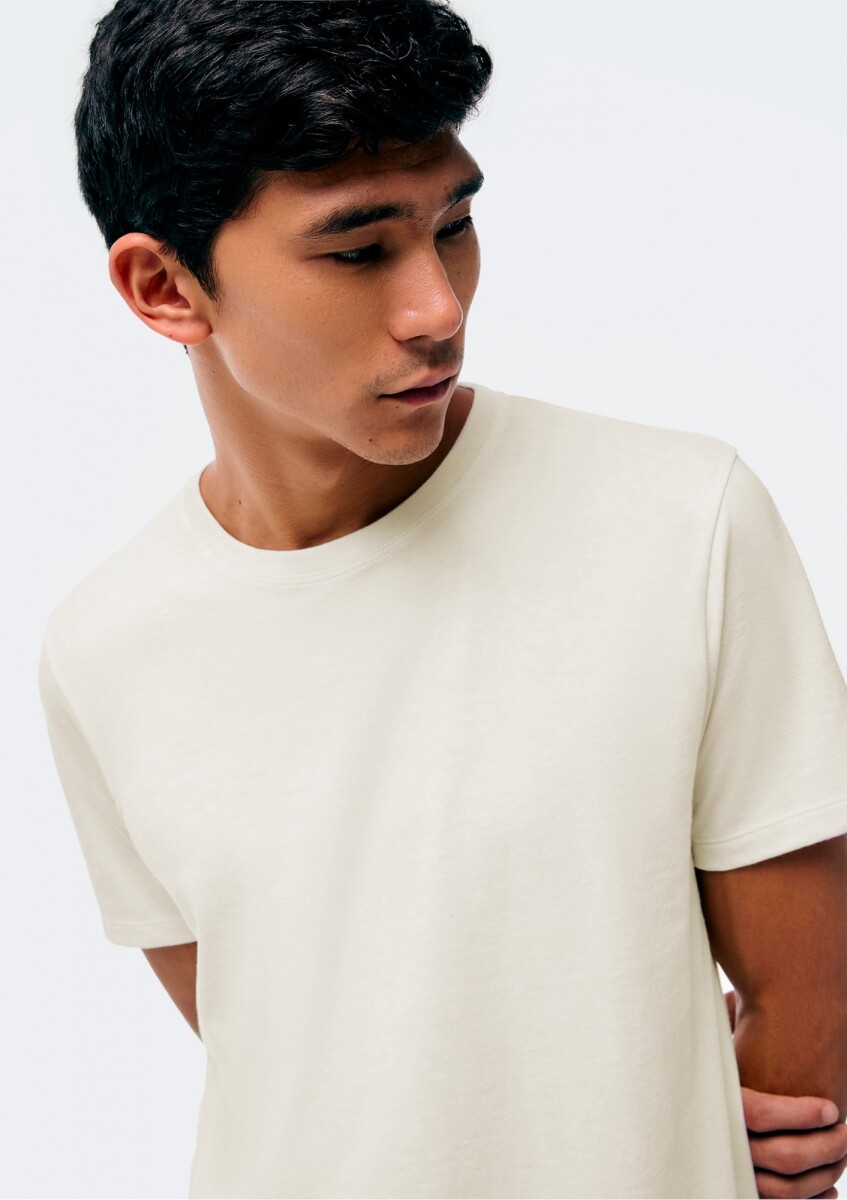 CAMISETA BÁSICA UNISSEX REGULAR WORLD - BEIGE 