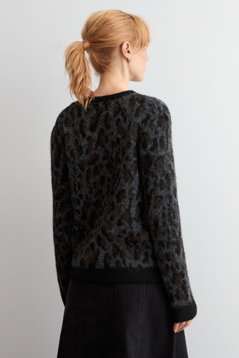 Sweater animal print gris oscuro