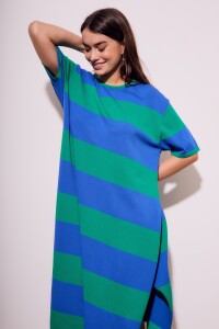 Vestido Tejido Rayado Verde