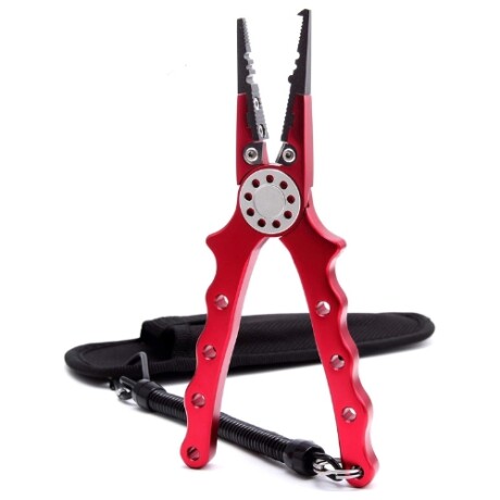 Alicate en aluminio 5 en 1 para pesca Rojo