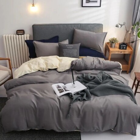 Funda Nordica 2 Plazas Gris oscuro / Liso
