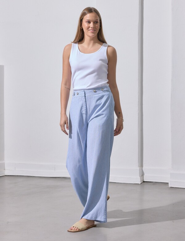 Pantalon Lino Wide CELESTE/MULTI