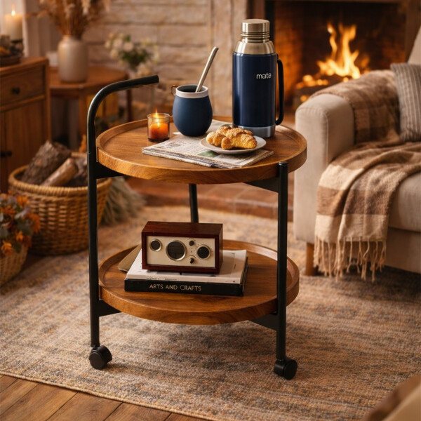 Mesa Auxiliar Giratoria Redonda De Madera Mesa Auxiliar Giratoria Redonda De Madera