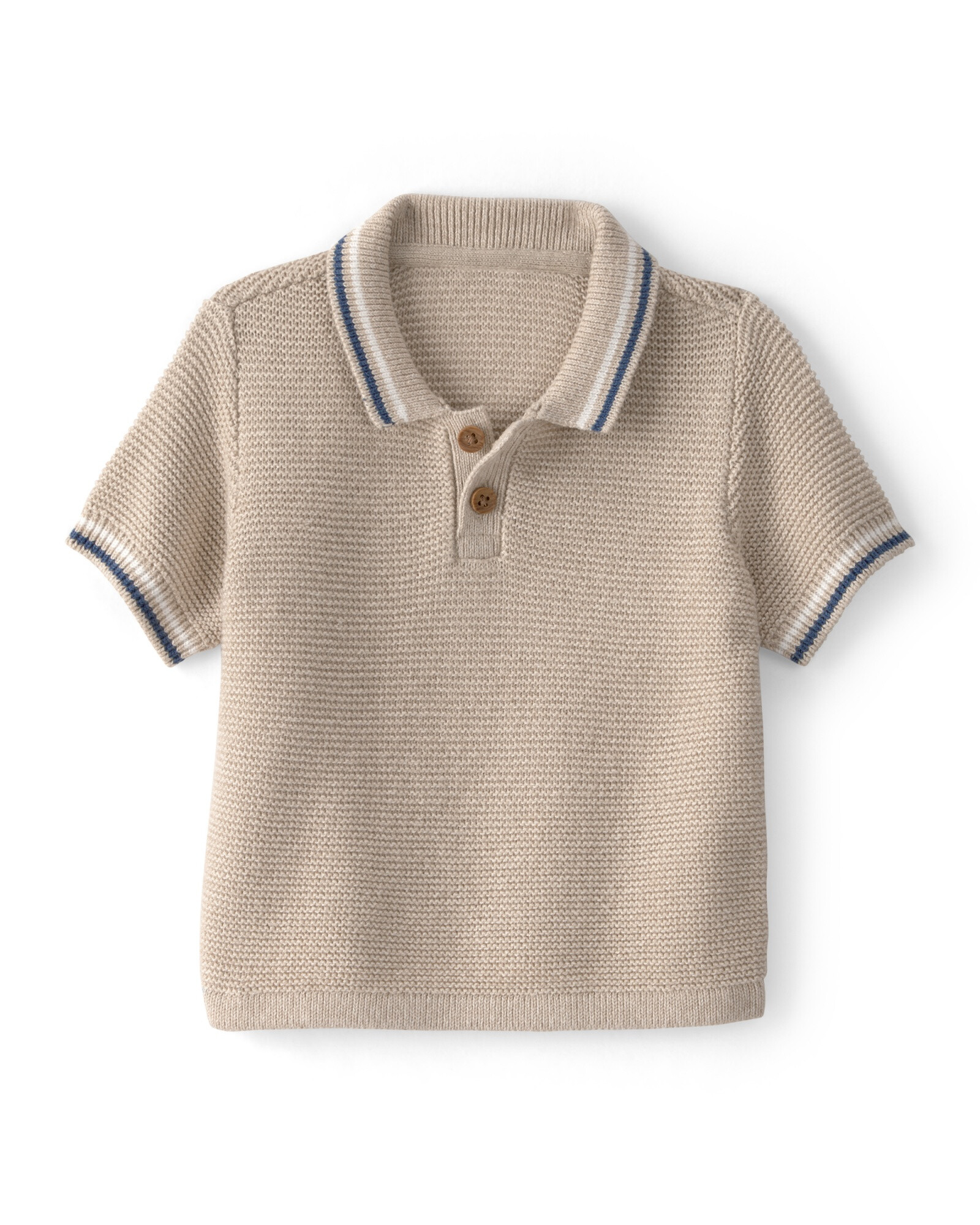 Remera polo de algodón, manga corta, beige Sin color