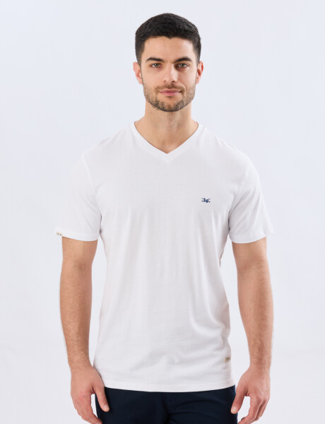 REMERA BÁSICA V DE ALGODÓN Blanco