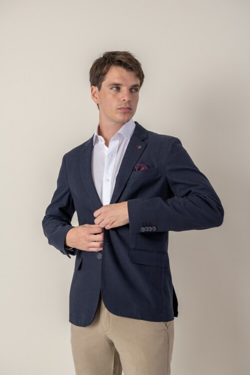 Saco Tencel Slim Fit Azul