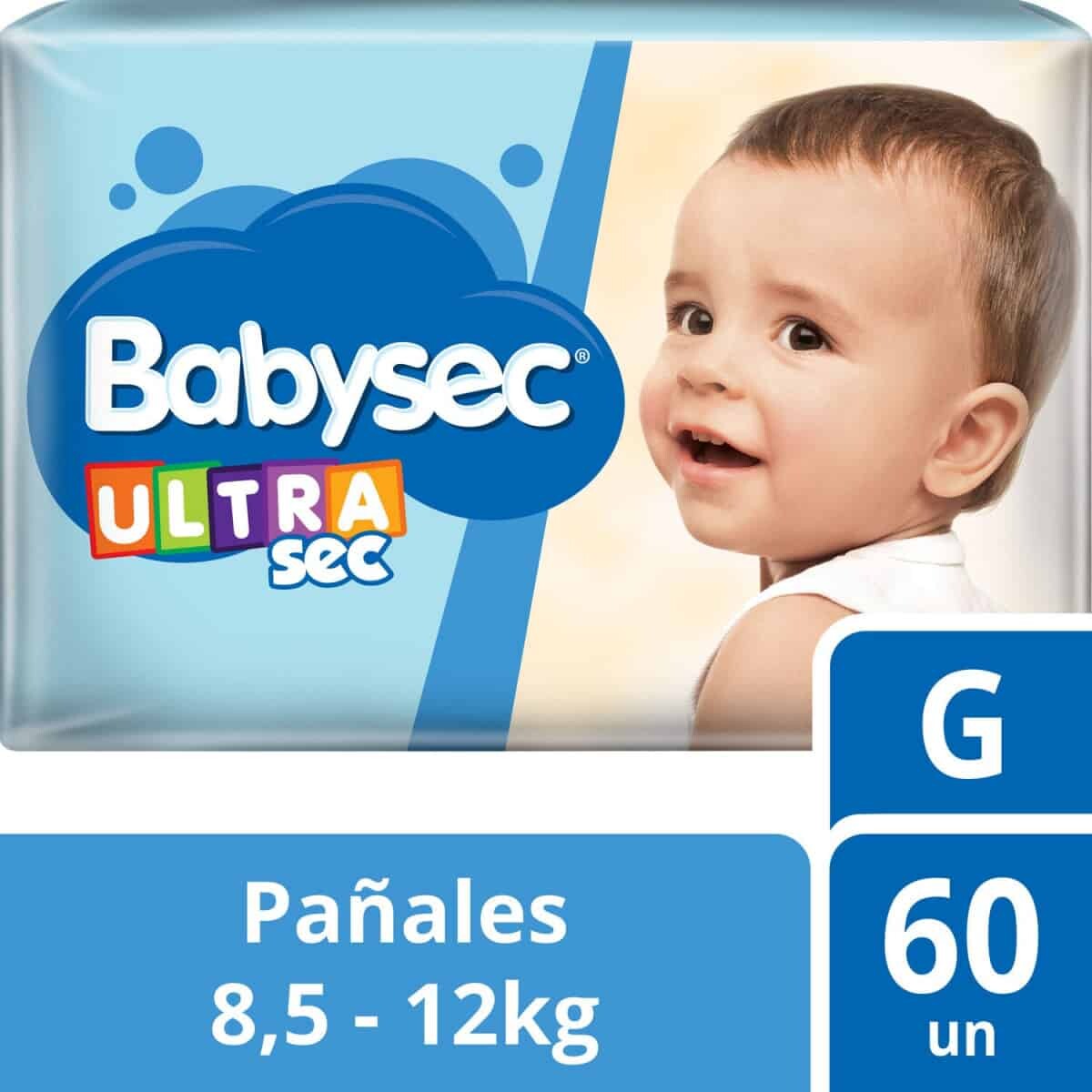 Pañales Babysec Ultrasec G 60 Unidades + Toallitas 