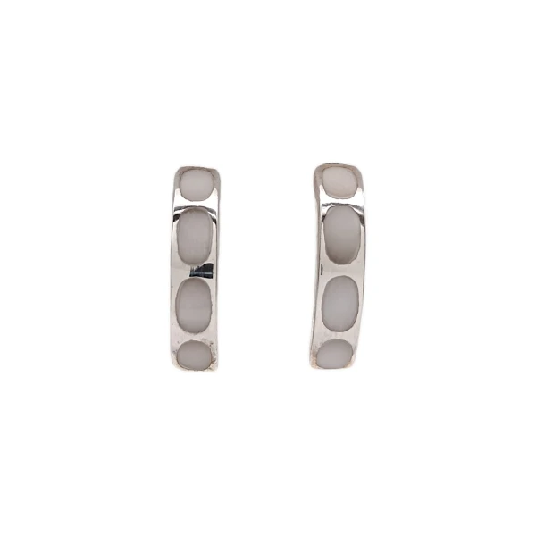 Caravana Medio Aro Nácar-Plata 925-Piedra Nácar-CA3095 conpiedra