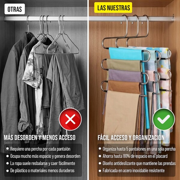 Perchas De Ropa Pantalones Organizador Antideslizantes perchero Acero inoxidable IMBACK Perchas De Ropa Pantalones Organizador Antideslizantes perchero Acero inoxidable IMBACK
