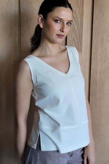 Musculosa Aloe Crudo con beige melange