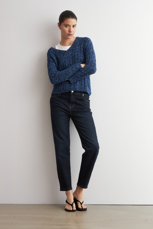Sweater cinta estructuras azul marino
