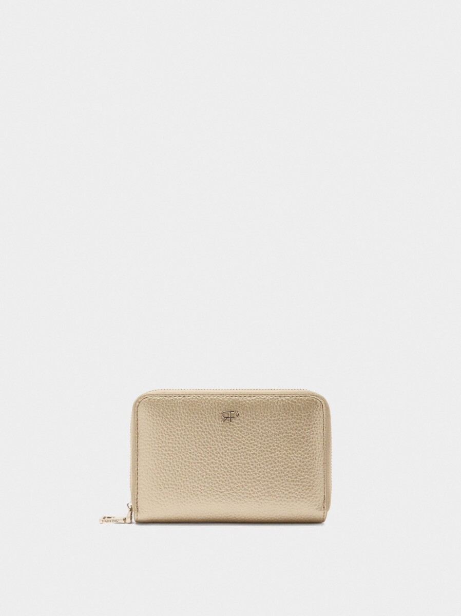 Cartera Con Textura Y Cierre De Cremallera - dorado 