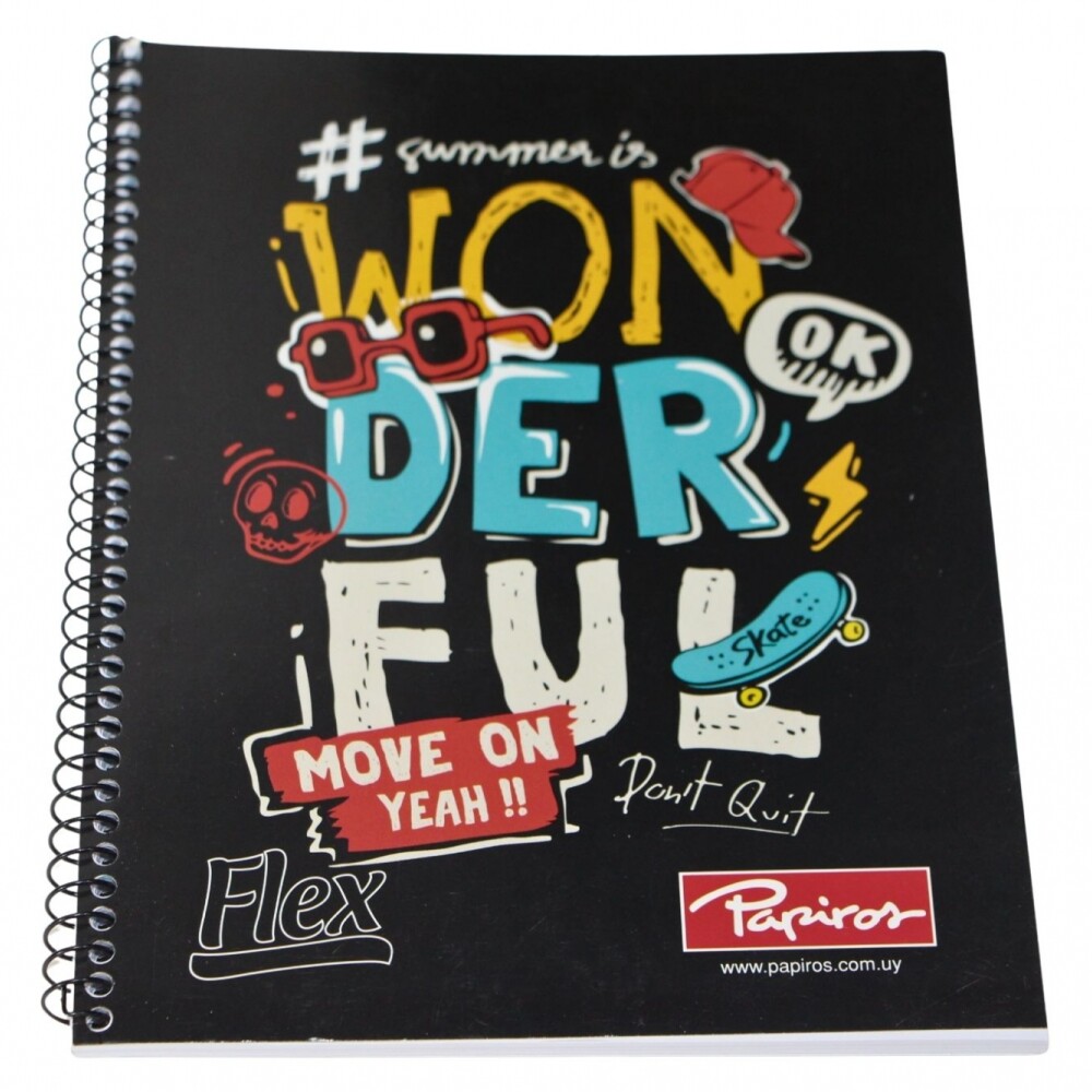 CUADERNO PAPIROS CON ESPIRAL DE 96 HOJAS TAPA WONDERFUL