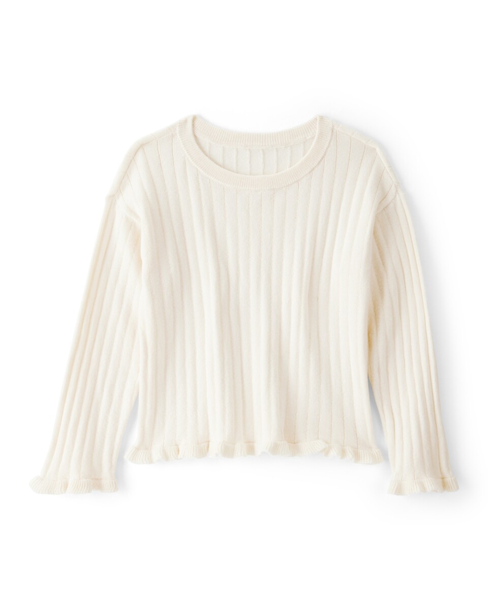 Remera de algodón acanalado, marfil 