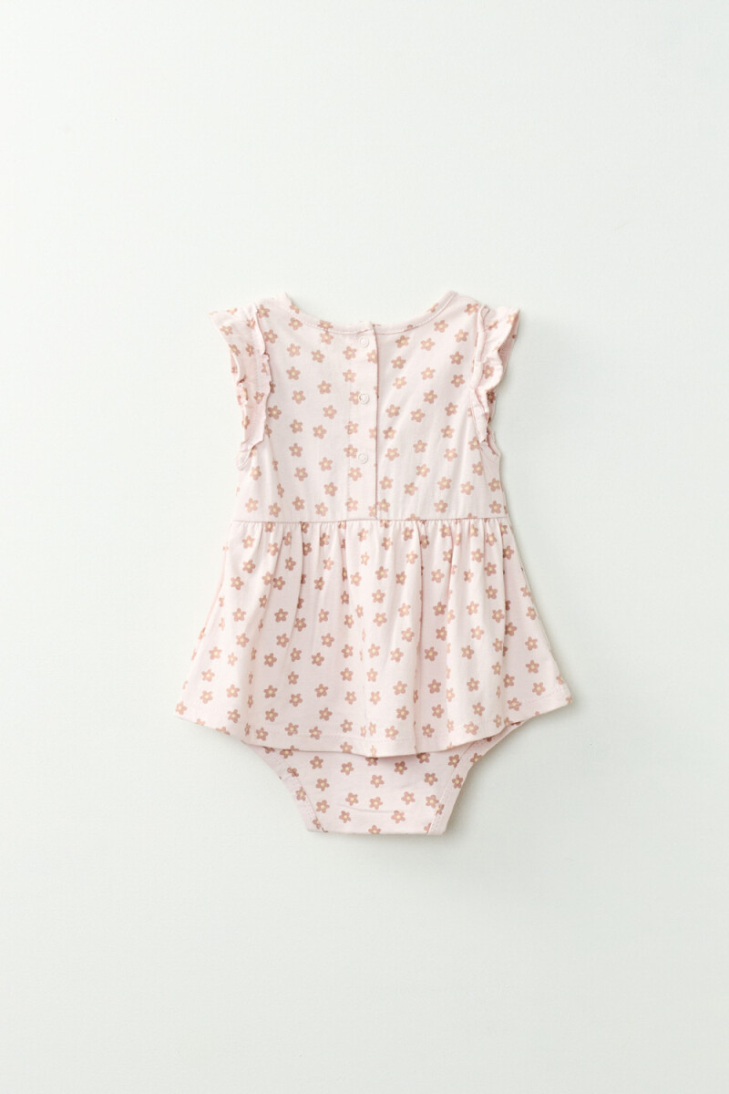 Body Vestido Sin Manga Estampa Flores Rosa