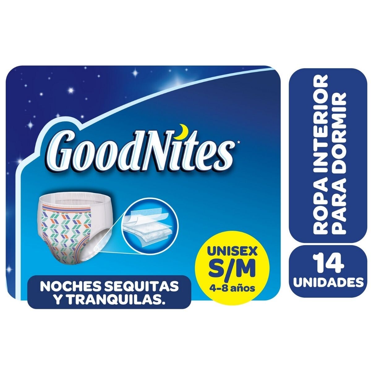 Pañales Goodnites Calzoncillos Nocturnos Unisex S/M X14 