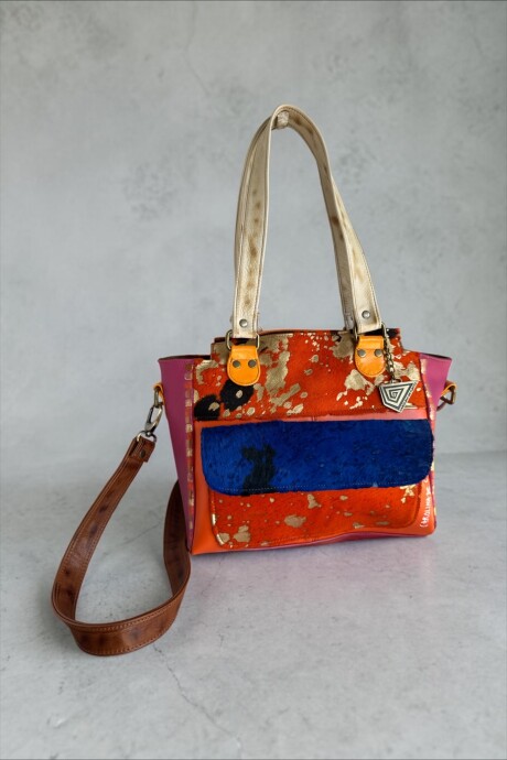 Cartera LIRA Línea Dubai Naranja Y Azul Con Arte Cartera LIRA Línea Dubai Naranja Y Azul Con Arte