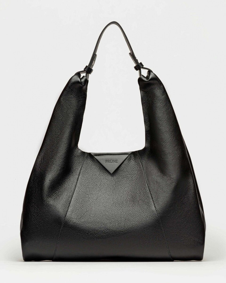 Cartera al hombro The Shopping en cuero liso satinado - Negro 