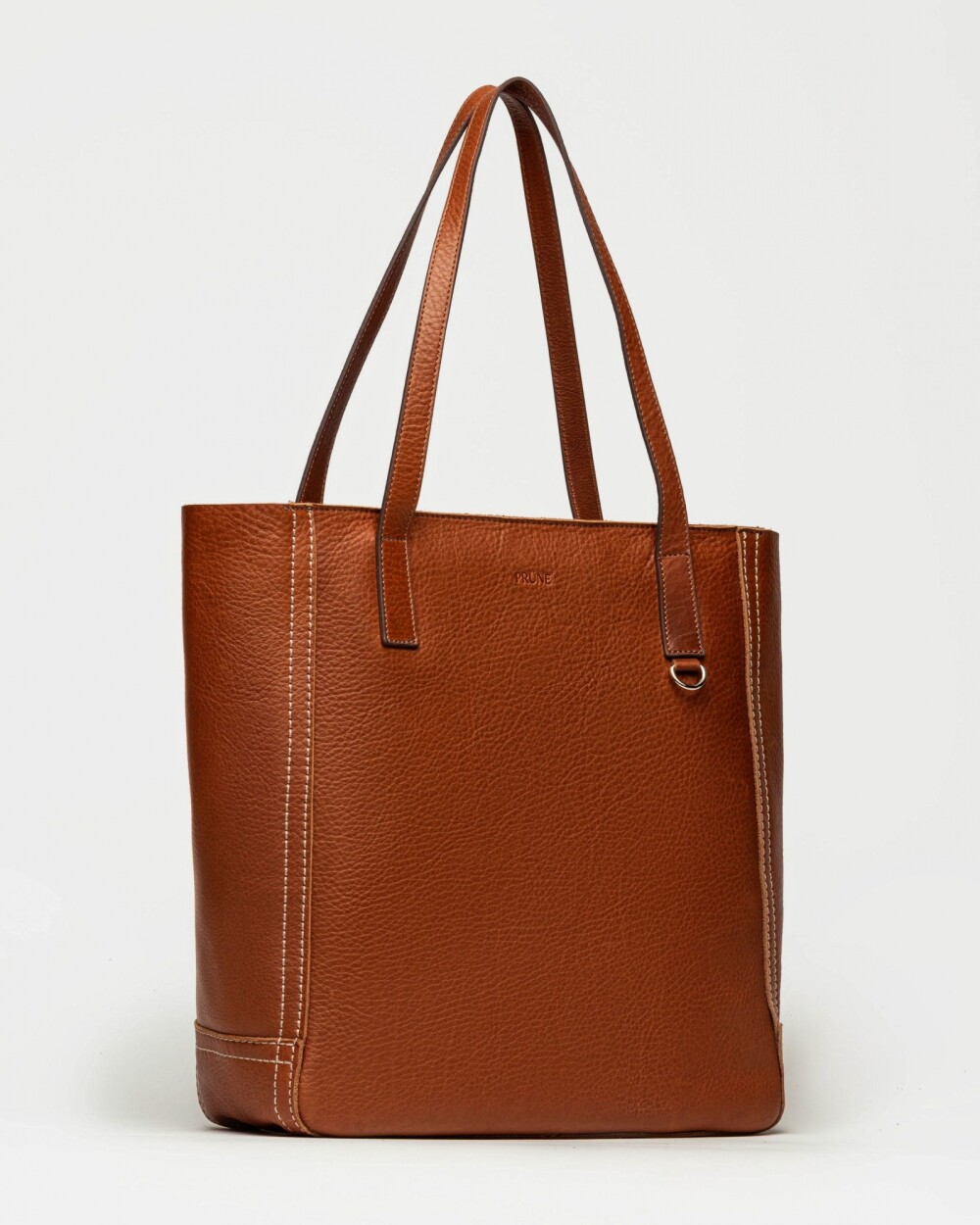 Shopper Vera en cuero vegetal liso Tabaco Niquel