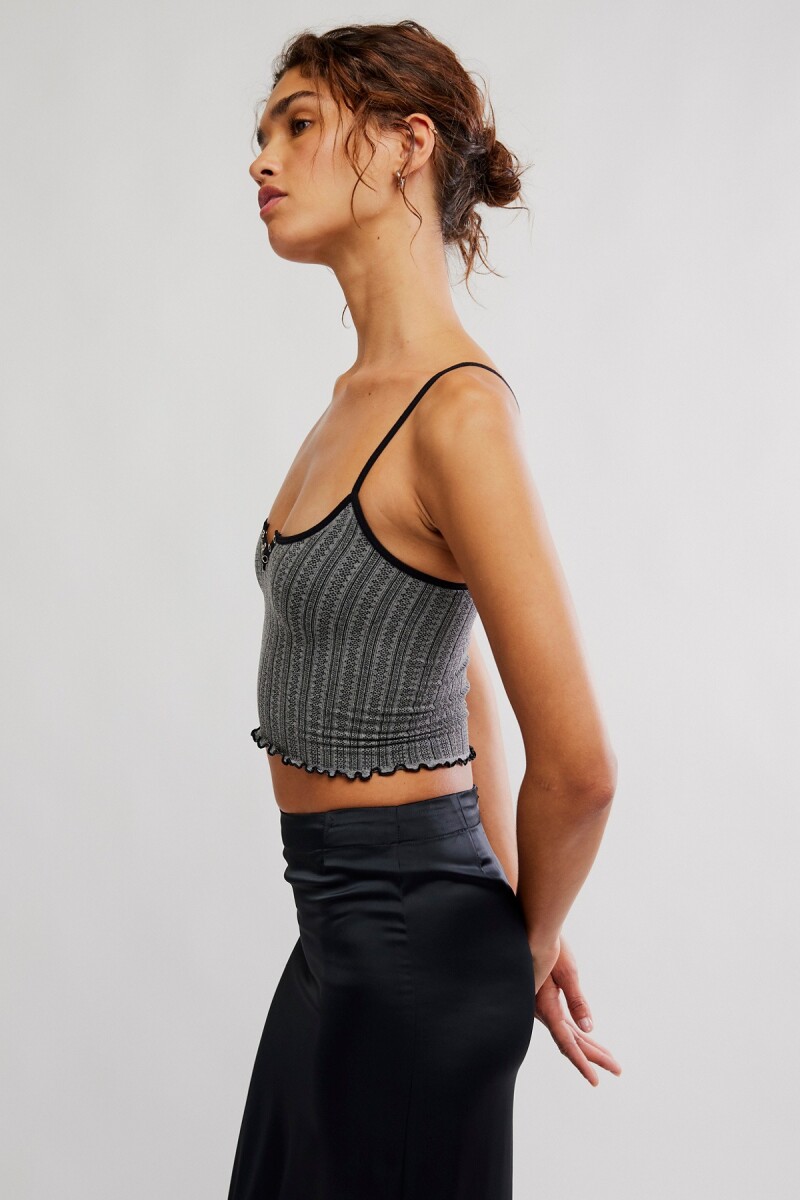 SNAP INTO IT HENLEY CROP Negro