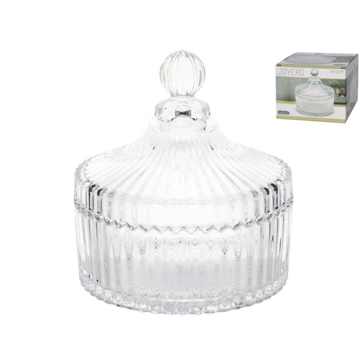 Joyero Cristal Con Tapa 14.5x15Cm 