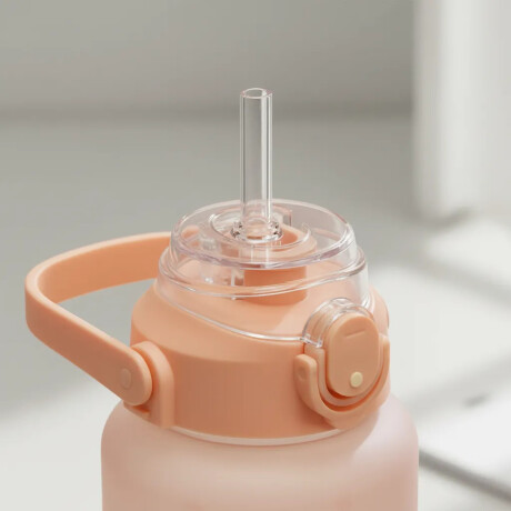 Botella Caramañola Agua 2Lt en Plástico con Sorbito y Manija Rosa