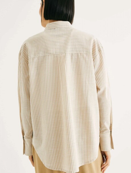 CAMISA MANGA LARGA DE RAYAS NARANJA