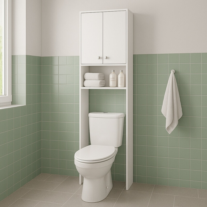 Mueble para baño sobre inodoro con 2 Puertas y 2 estantes Blanco