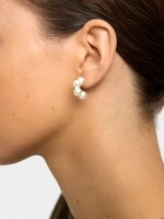 Aros Abiertos Con Perlas blanco