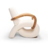 Butaca JURUA curva con brazos madera Cinamomo curvos tela arena Butaca JURUA curva con brazos madera Cinamomo curvos tela arena