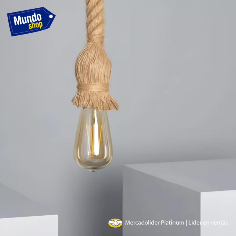 Lampara Colgante De Techo Cuerda Rustica Industrial Beige