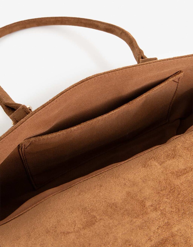 City Cartera Baguette Gamuzada - Marron Suela